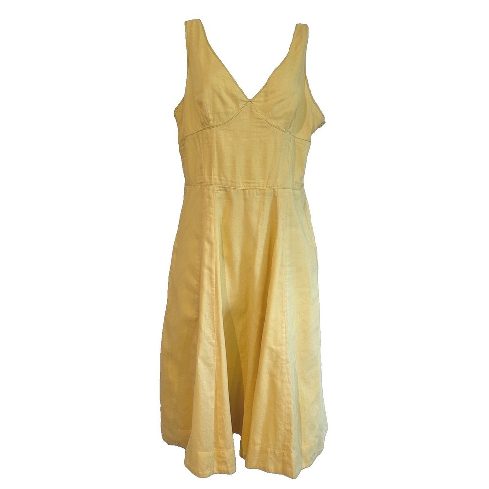 Vtg Y2K Gap Babydoll Sun Dress Size 4 Midi Yellow Cotton Lightweight Sleeveless